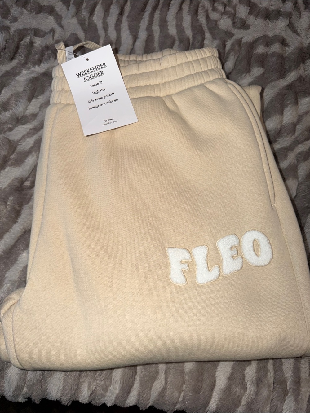 Fleo Womens Cream Weekender Jogger Pants